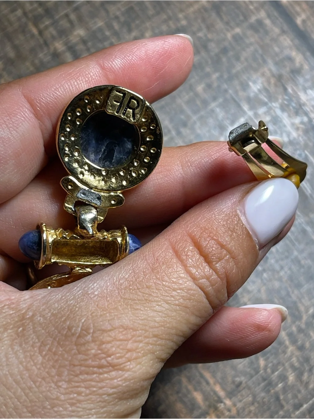 80’s FR Francesca Romana Gold Tone ClipOn Earrings Couture Door knocker
